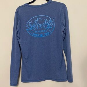 Women's Salt Life SLX UVAPOR Heather Blue Long Sleeve Performance Shirt